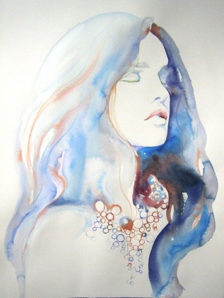 Portrait Frau Wasserfarben