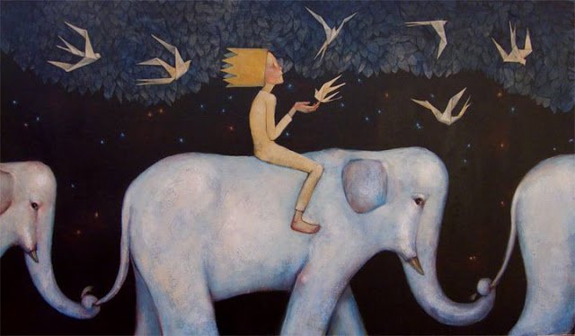 Junge auf Elefant