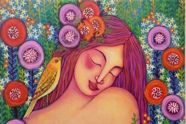 Frau-mit-Vogel-im-Haar