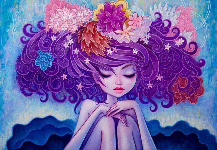 Frau-mit-blumigen-Haar