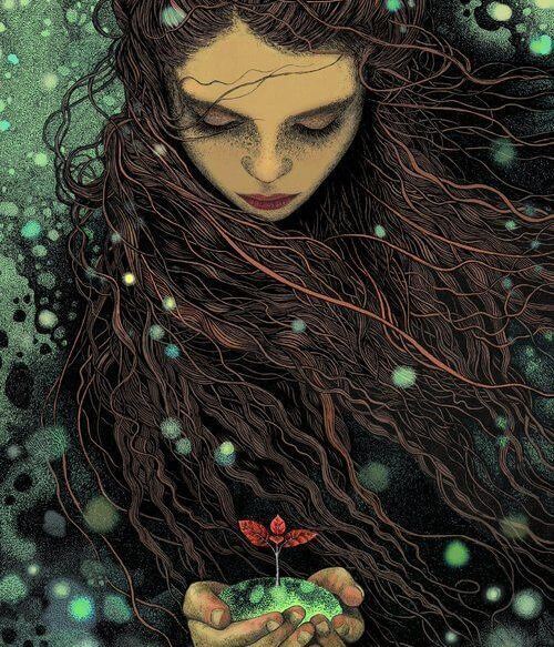 Junge-Frau-mit-Pflanze