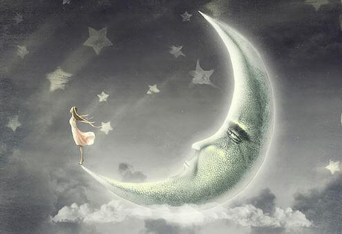 Maedchen im Mond