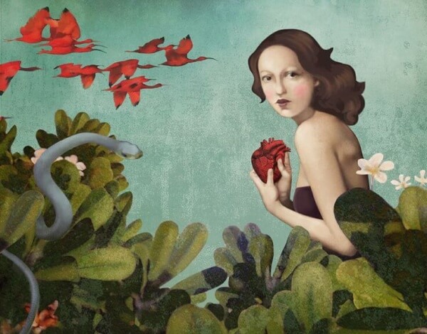 Eva mit Herz und Schlange