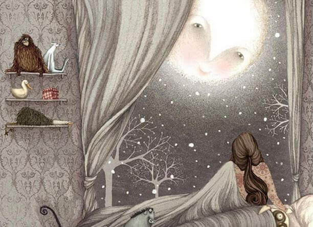 Kind-betrachtet-Mond