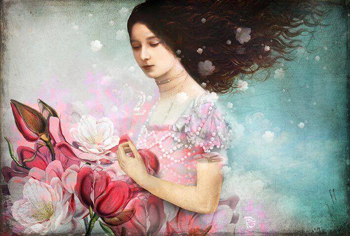 Frau mit Blumen
