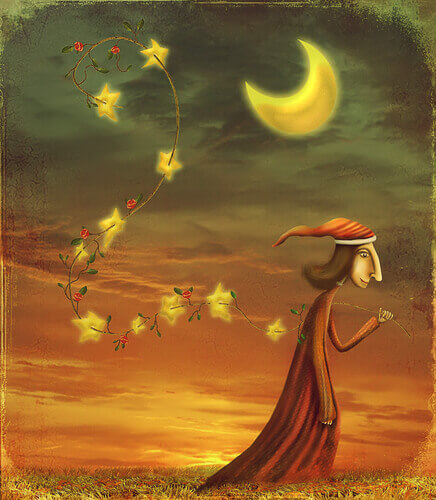 Laechelnder Mann bei Nacht