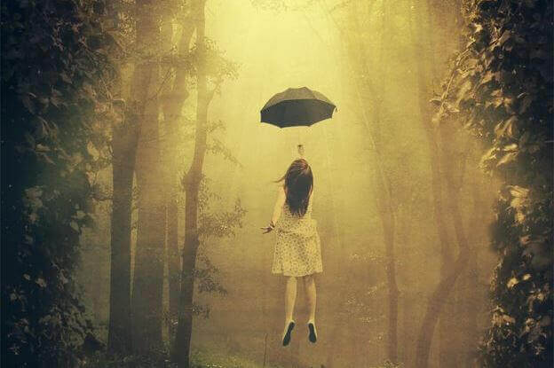 Maedchen mit Regenschirm