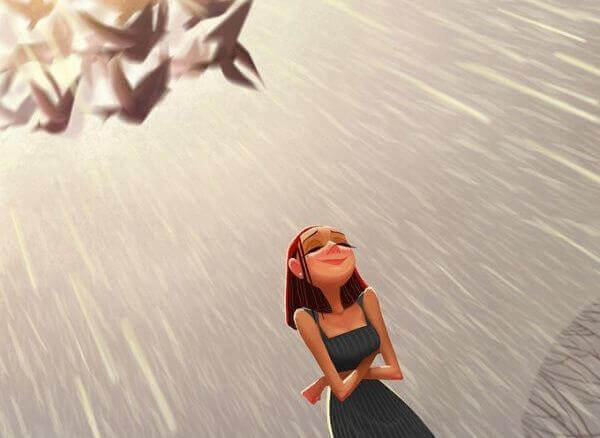 Maedchen mit positiver Einstellung