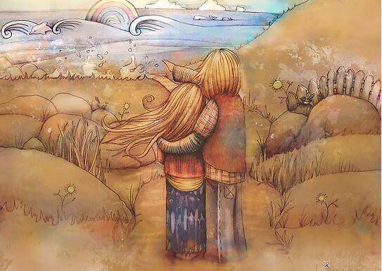 Sich umarmendes Paar