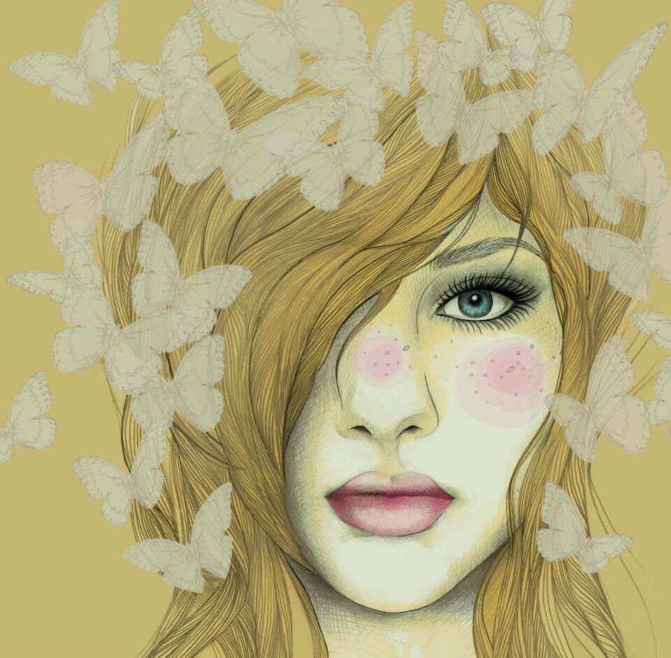 Frau-mit-Schmetterlingen