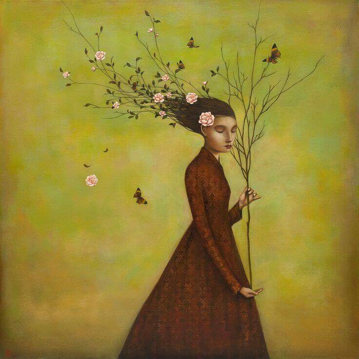 Mädchen in braunem Kleid