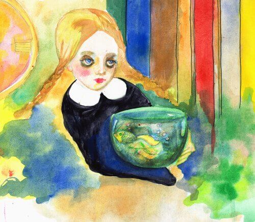 Mädchen mit Aquarium