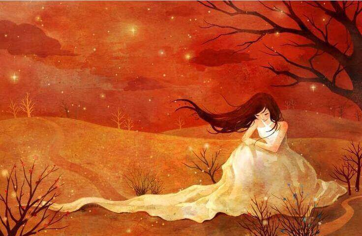 Rote-Landschaft-mit-Frau