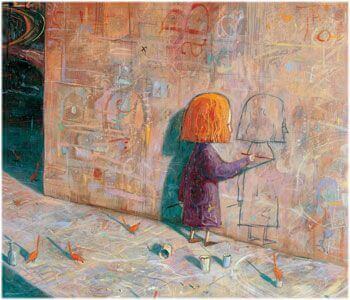 Kind spielt allein mit sich selbst