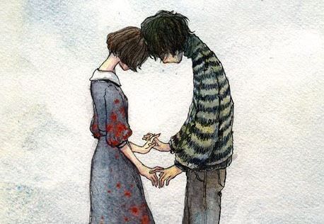 Paar verabschiedet sich