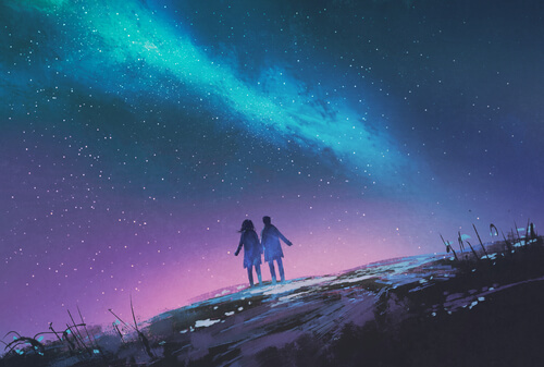 Pärchen unter dem Sternenhimmel