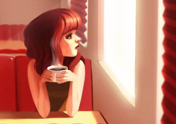 Frau-rot-Kaffee