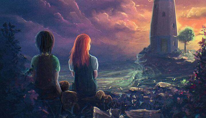 Freunde-betrachten-die-Landschaft
