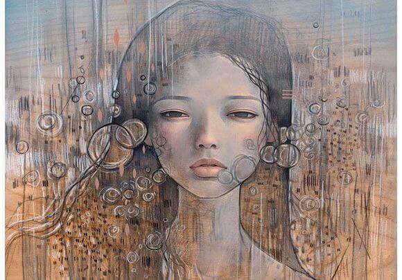 Gesicht einer nachdenklichen Frau