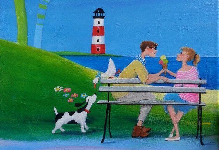 Glückliches Paar mit Hund