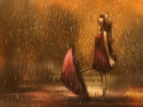 Maedchen im Regen