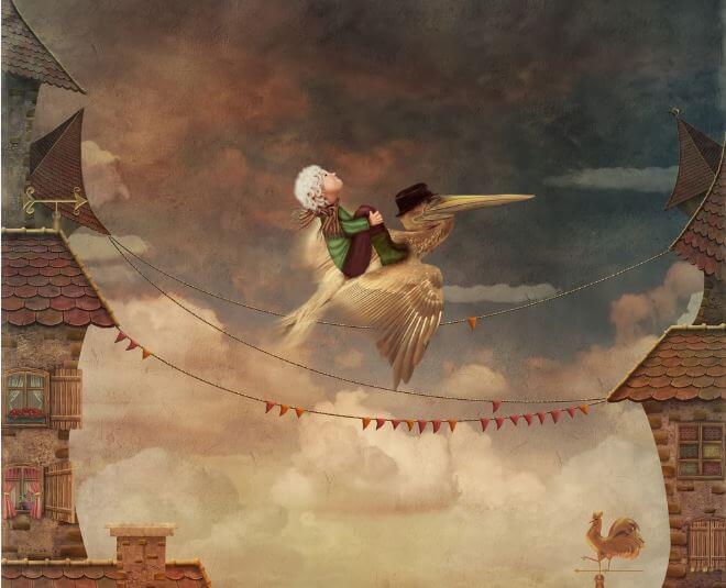 Auf einem Vogel reisen