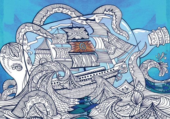 Schiff auf dem Meer zum Ausmalen