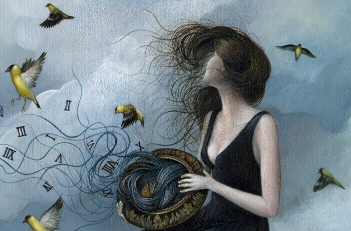 Frau-im-Wind-mit-Voegeln
