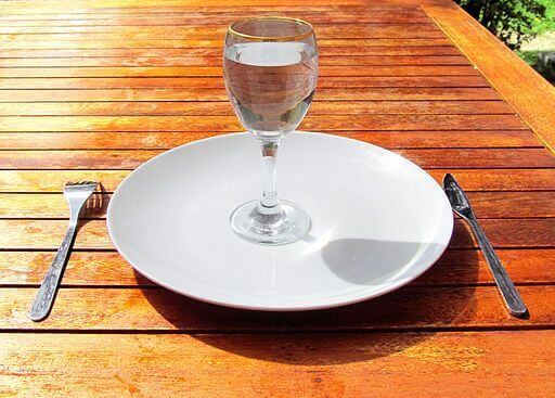 wasserglas-auf-teller