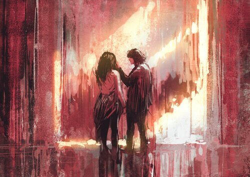 Junge-streichelt-Maedchen