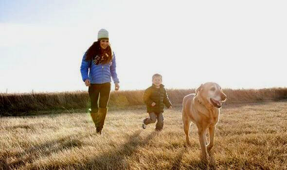 Mutter-Sohn-und-Hund