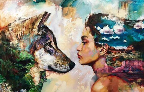 frau-mit-wolf