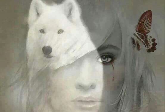frau-und-weisser-wolf