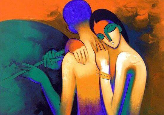 paar-in-blauen-farben