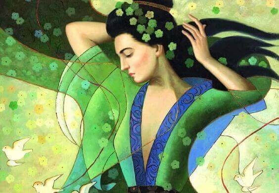 frau-in-gruen-gekleidet