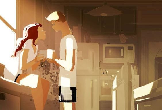 Paar-trinkt-Morgenkaffee