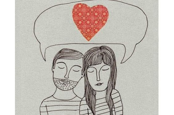 Skizze eines Paares, das an Liebe denkt