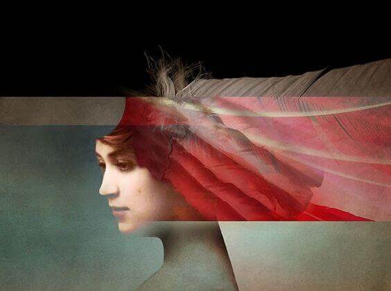 Verzerrter Kopf einer Frau