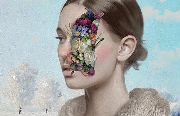 Blumen im Gesicht einer Frau