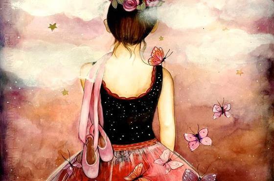 Ballerina mit Schmetterlingen