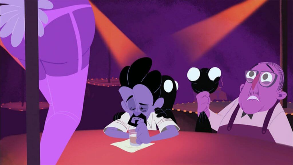 Ein depressiver Mann schaut die Tänzerin vor sich nicht an