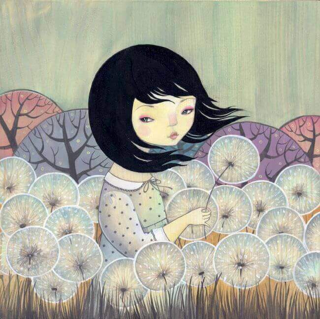 Mädchen mit Pusteblumen