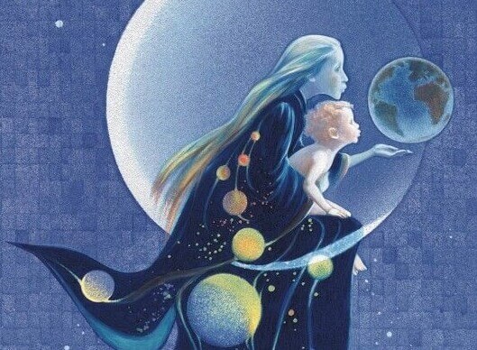 Mutter zeigt ihrem Sohn die Welt