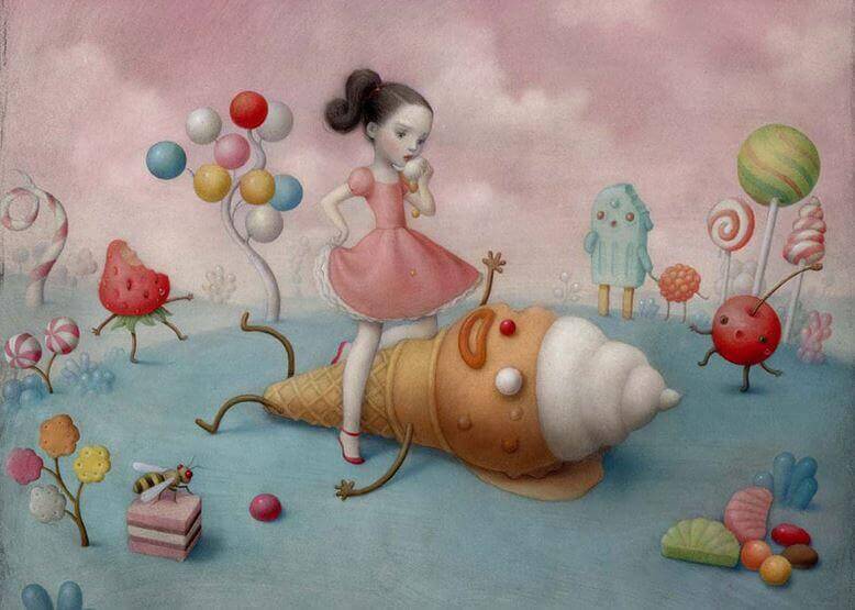 Mädchen mit riesiger Eistüte