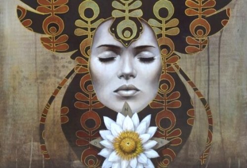 Spirituelles Bild mit einer Blume