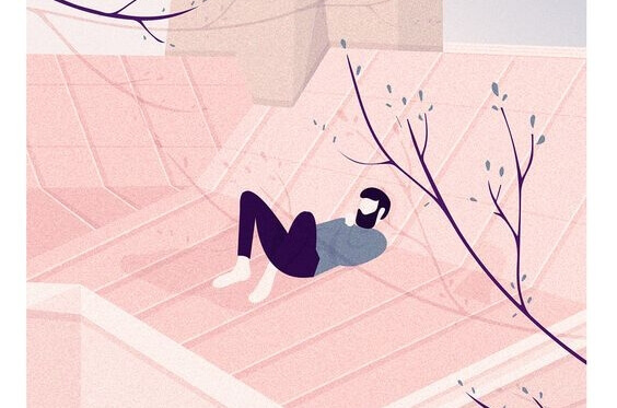 Ein Mann liegt auf einer Rampe