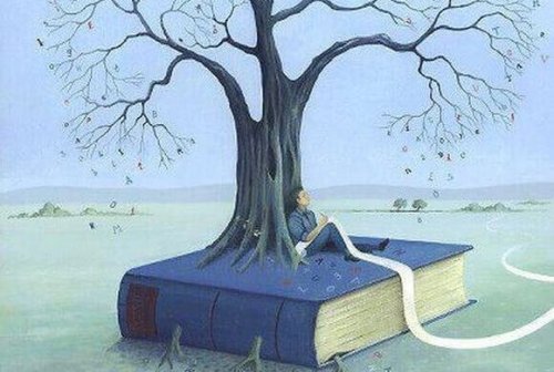 Baum, der auf einem Buch wächst