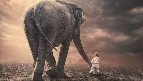 Kind mit Elefant
