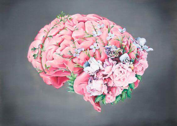 Gehirn mit Blumen