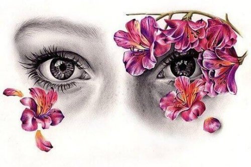 Augen mit Blumen